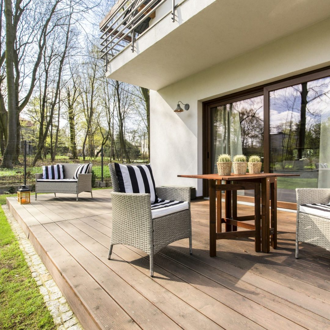 Wooden porch with chairs