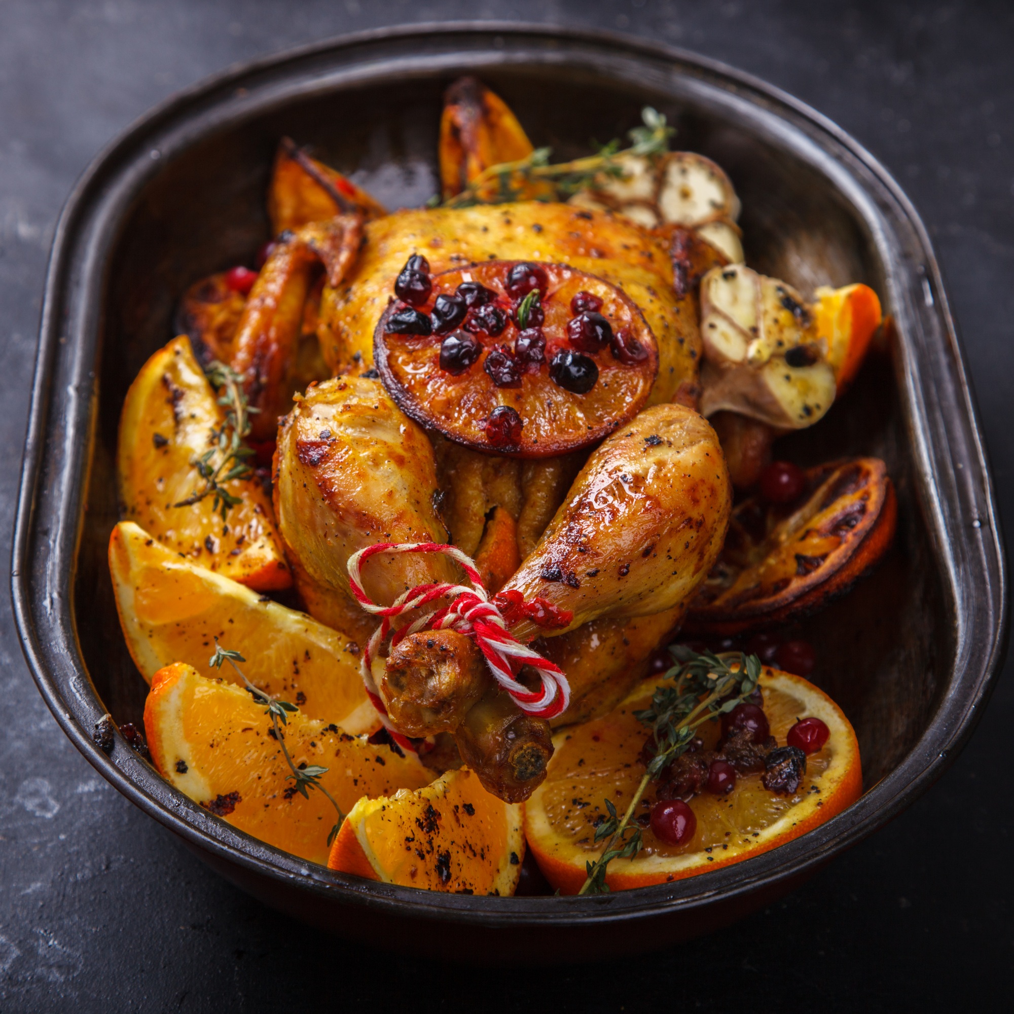 Chicken baked with oranges