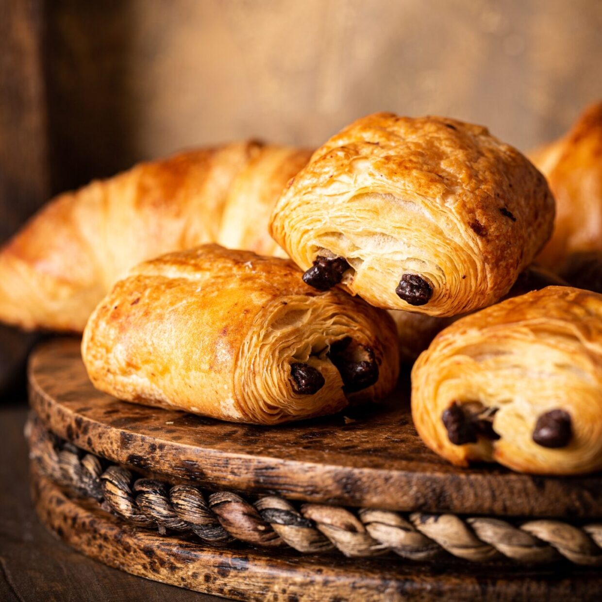 Freshly baked sweet buns puff pastry