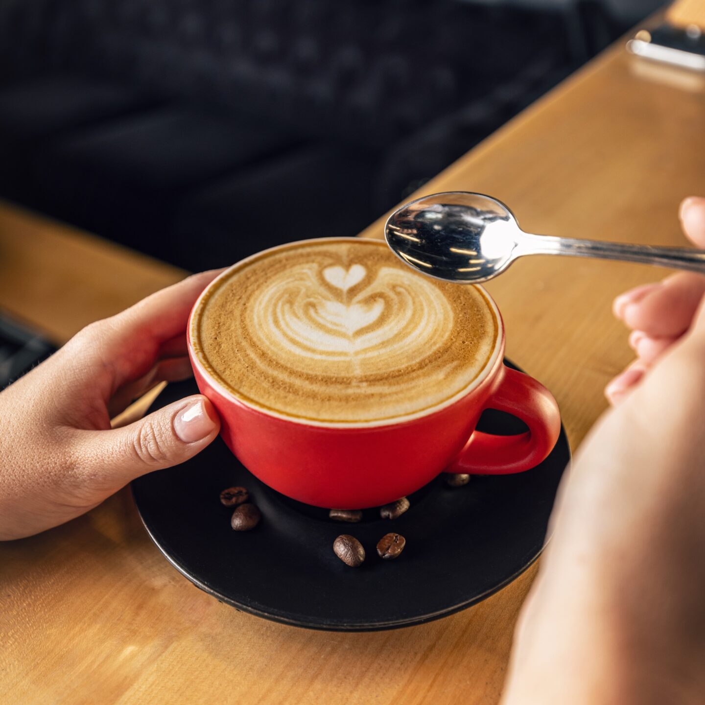 Latte art coffee cup