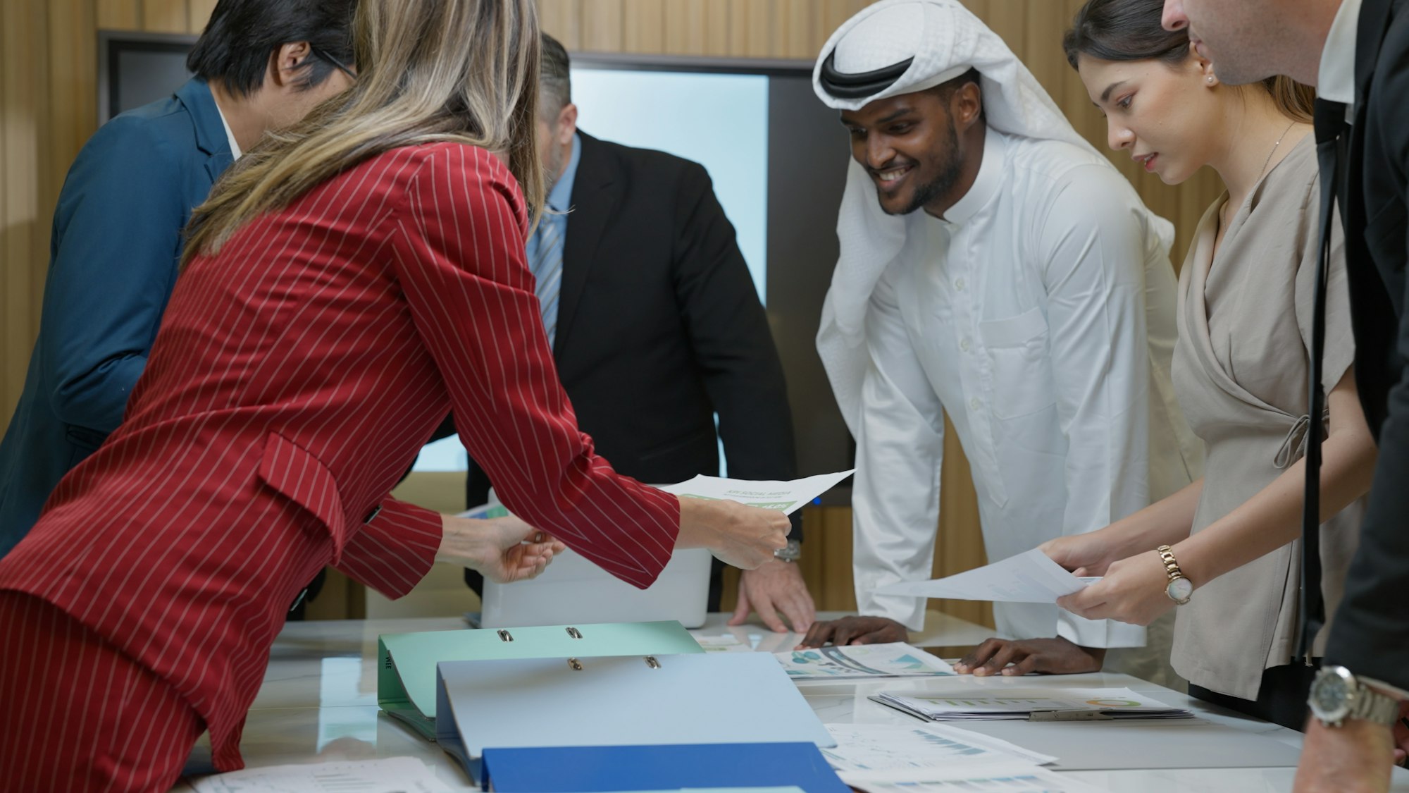 Business officer team consulting together with new project