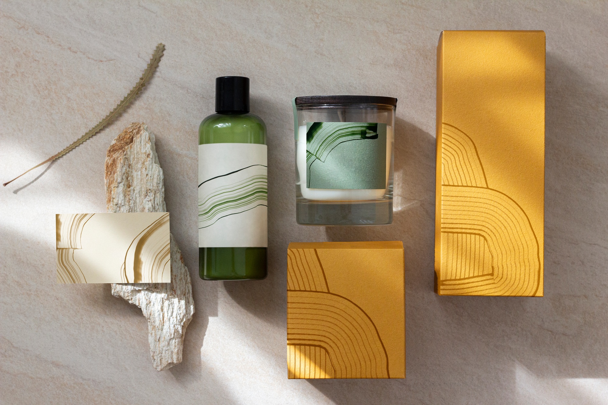 Abstract packaging branding for aromatic brands with design space