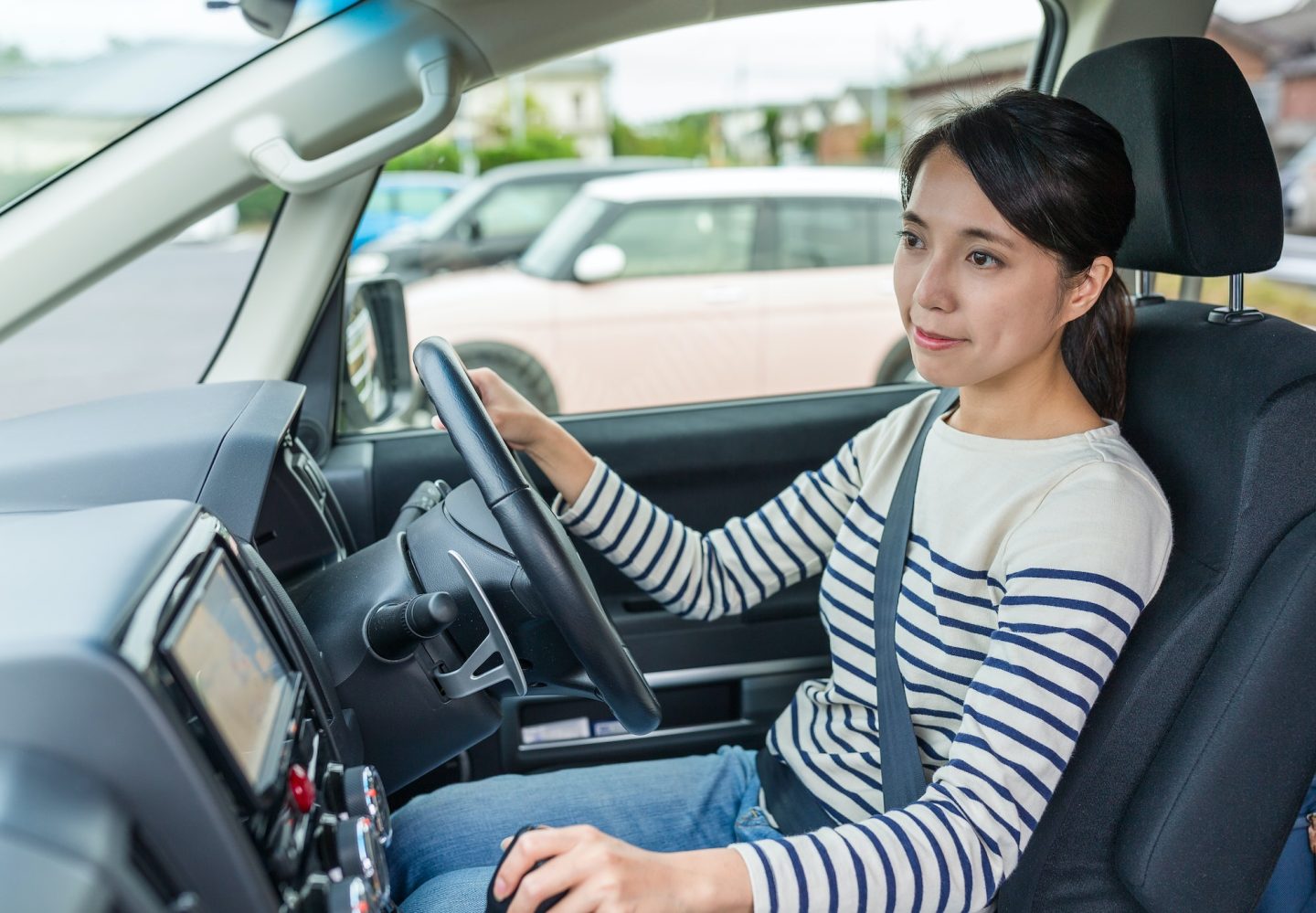 Woman driving car