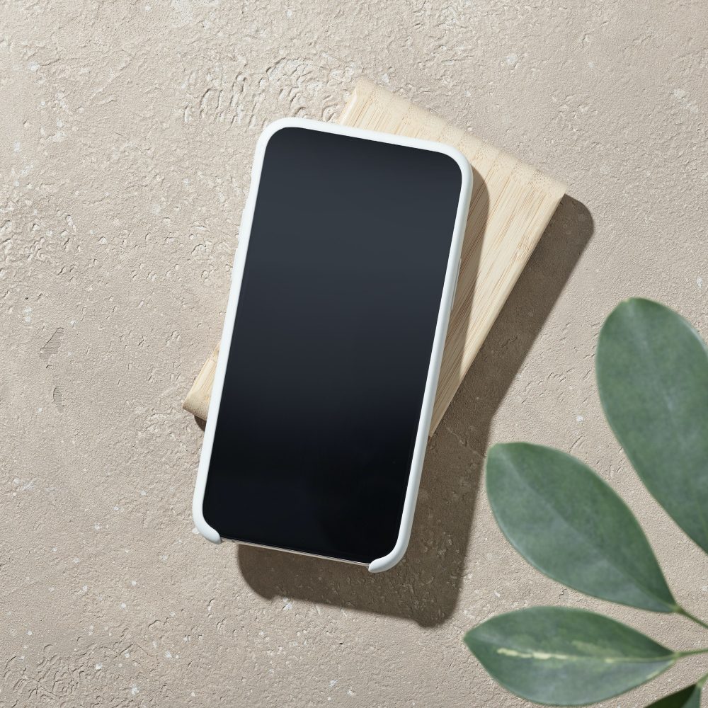 smartphone on beige color table top