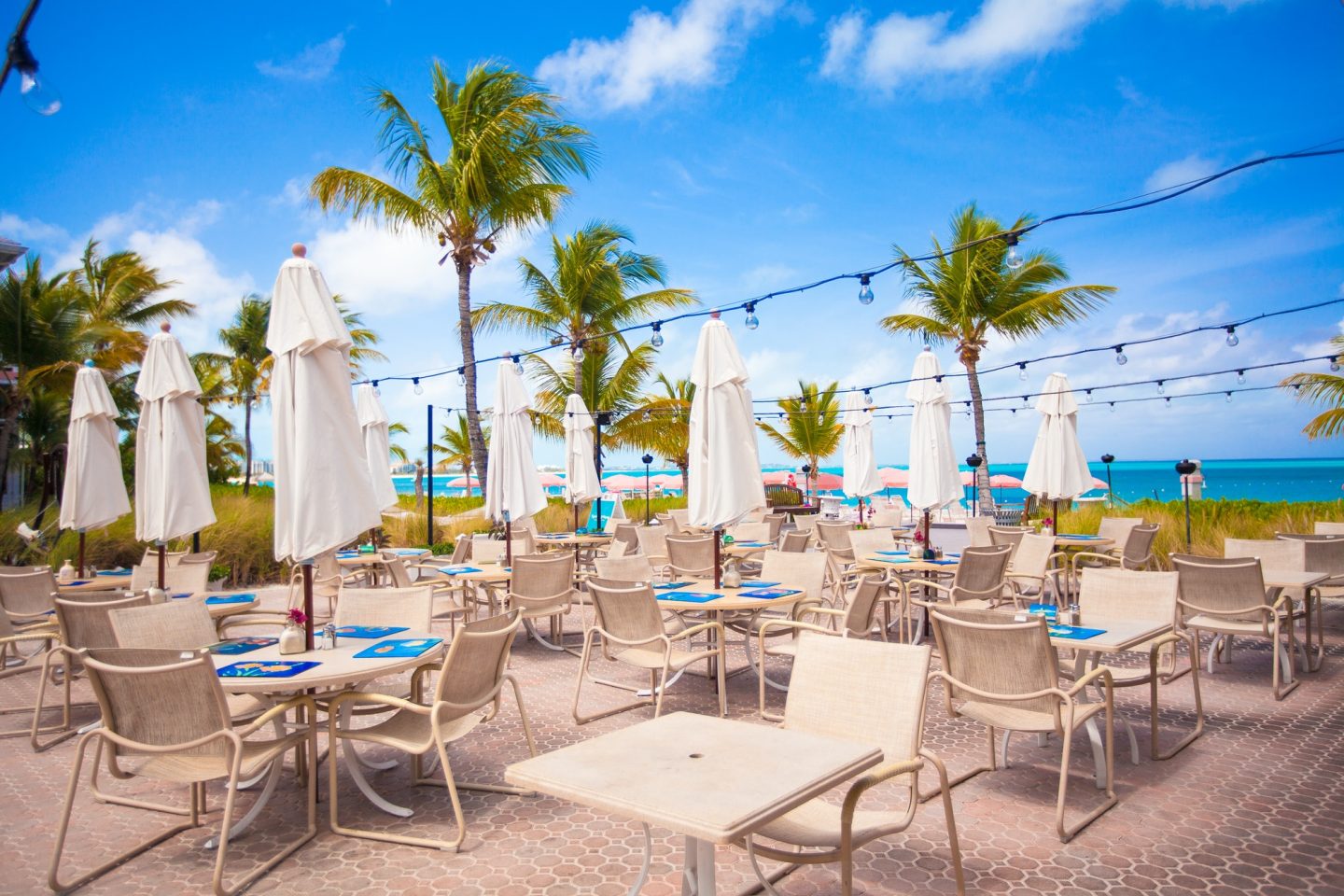 Outdoor cafe on tropical beach