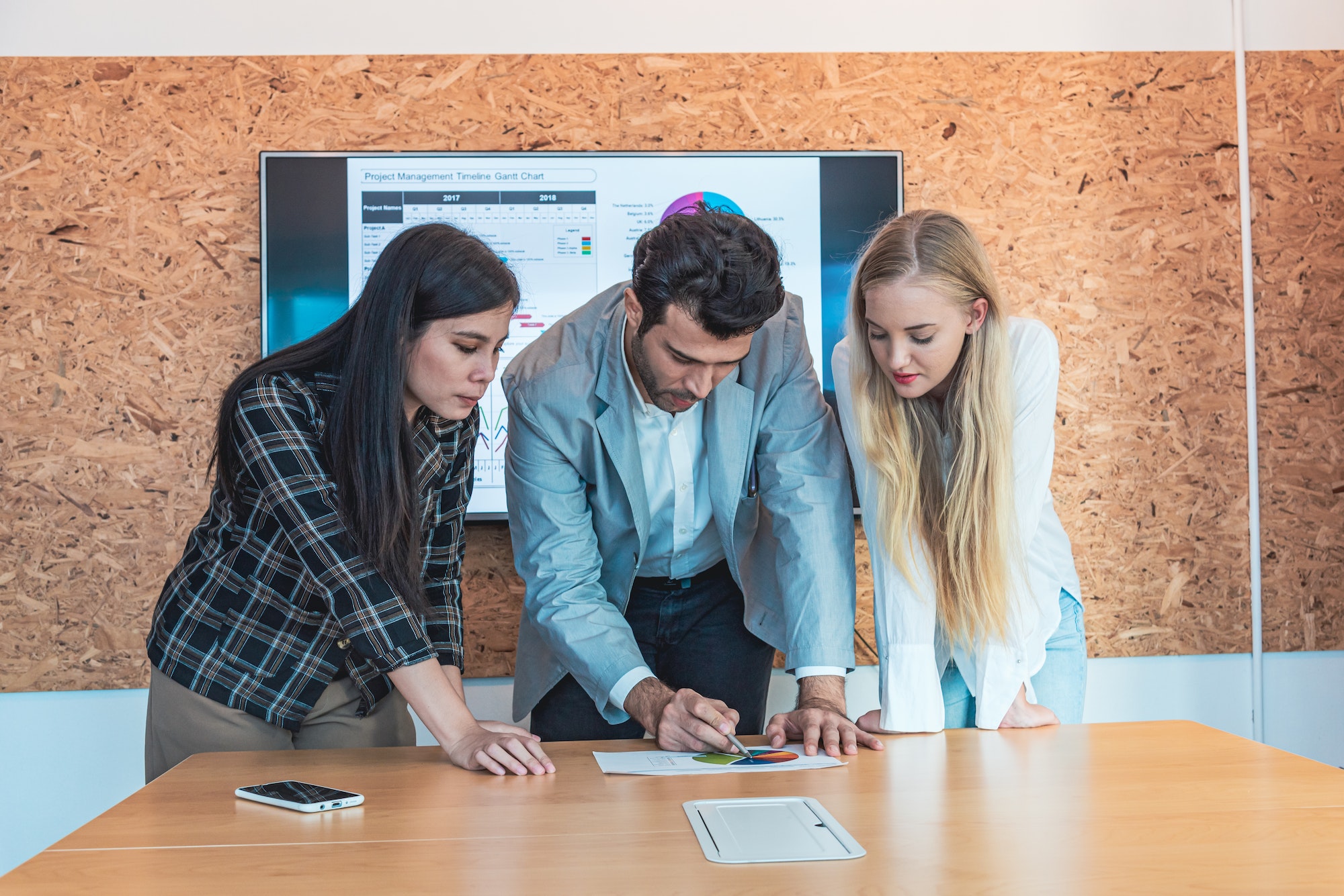 business man talking team for target and plan sale and marketing