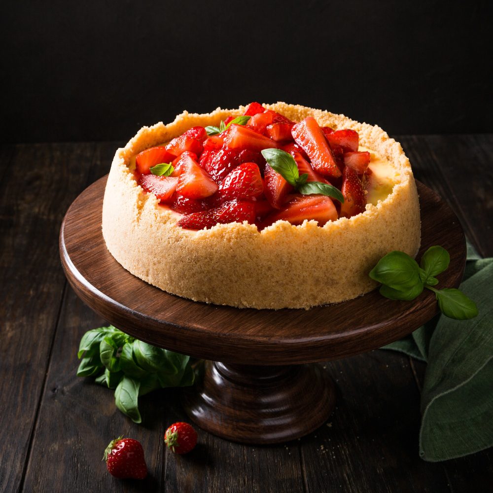 Strawberry cheesecake with basil