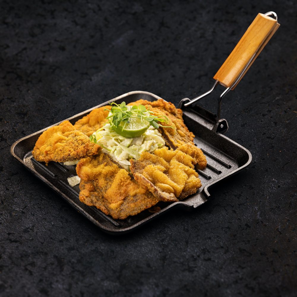 Veal schnitzel as main dish