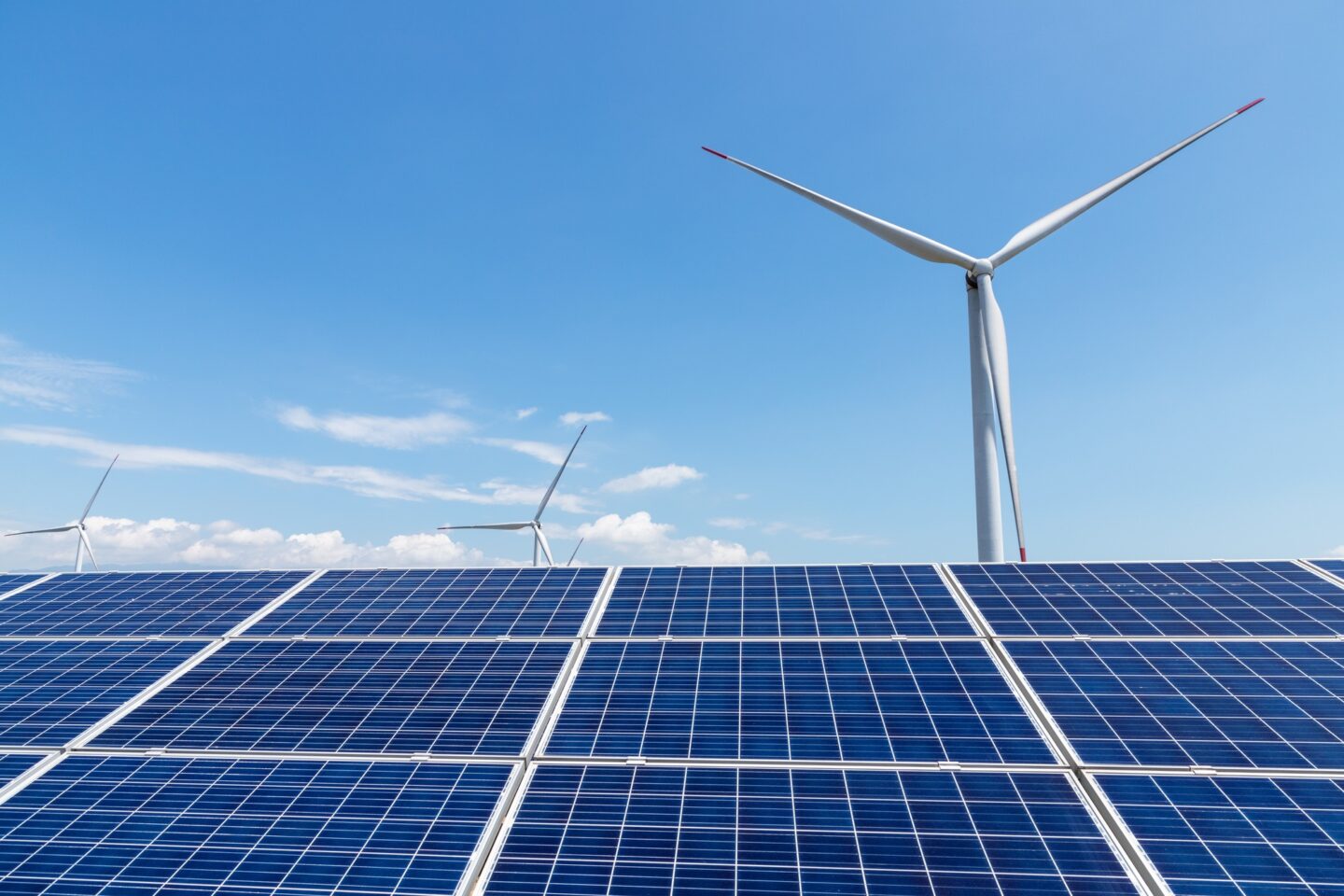 wind power plant and solar panel for renewable energy