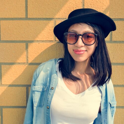Women Casual Jeans Hat Girl Freedom Simplicity Concept